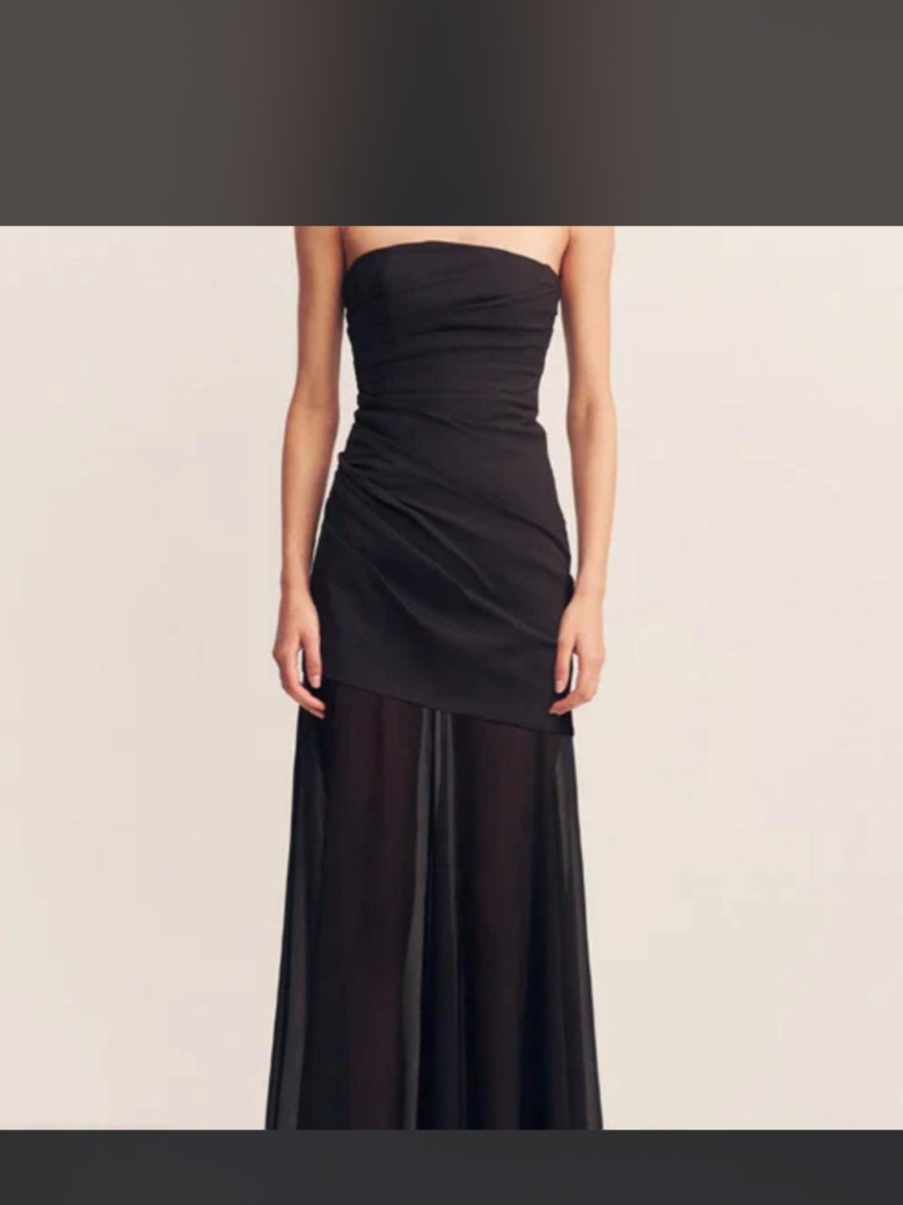 NWT Shona Joy strapless black tie maxi dress